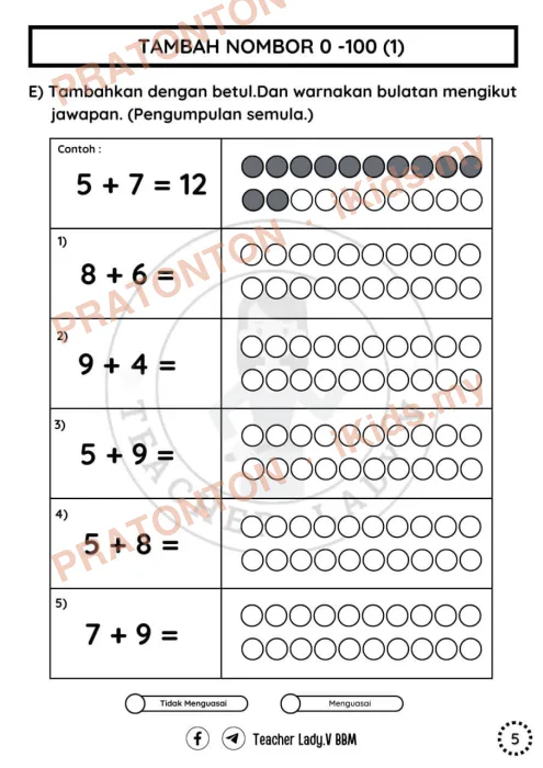 Pratonton muka 1 lembaran Latihan Matematik Tahun 1 — Matematik Tahun 1
