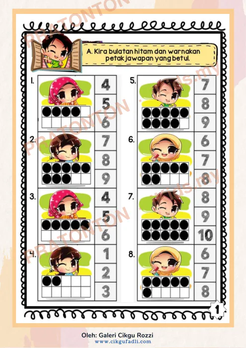 Pratonton muka 1 lembaran Latihan Matematik Tahun 1 — Matematik Tahun 1