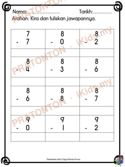 Pratonton muka 1 lembaran Latihan Matematik Tahun 1 — Matematik Tahun 1