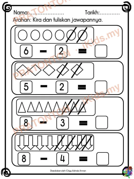 Pratonton muka 1 lembaran Latihan Matematik Tahun 1 — Matematik Tahun 1