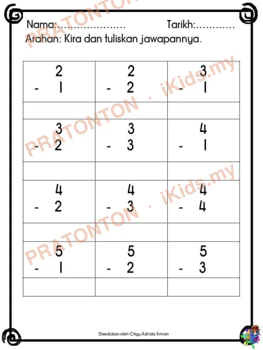 Pratonton muka 1 lembaran Latihan Matematik Tahun 1 — Matematik Tahun 1