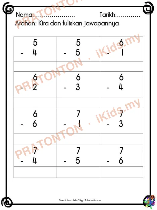 Pratonton muka 1 lembaran Latihan Matematik Tahun 1 — Matematik Tahun 1