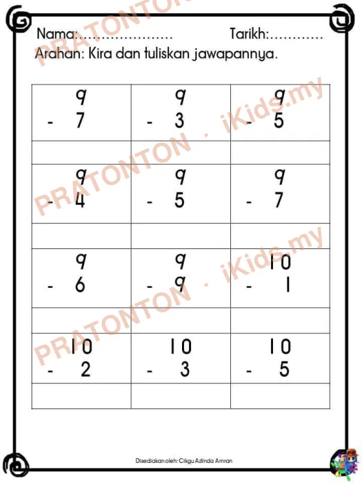 Pratonton muka 1 lembaran Latihan Matematik Tahun 1 — Matematik Tahun 1