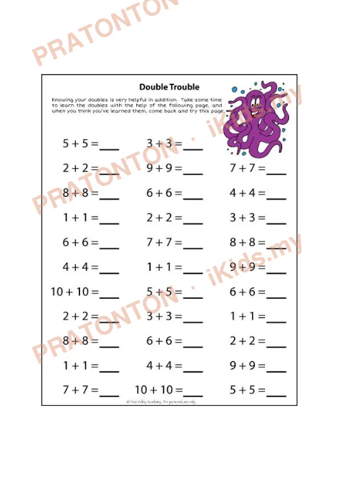 Pratonton muka 2 lembaran Latihan Matematik Tahun 1 — Matematik Tahun 1