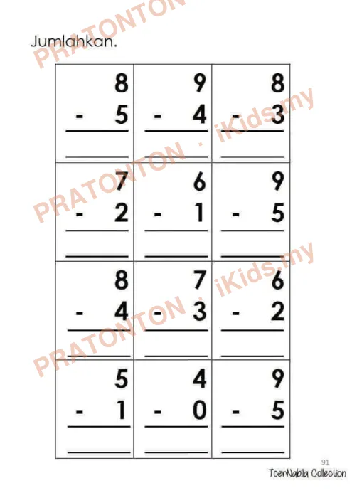 Pratonton muka 1 lembaran Latihan Matematik Tahun 1 — Matematik Tahun 1