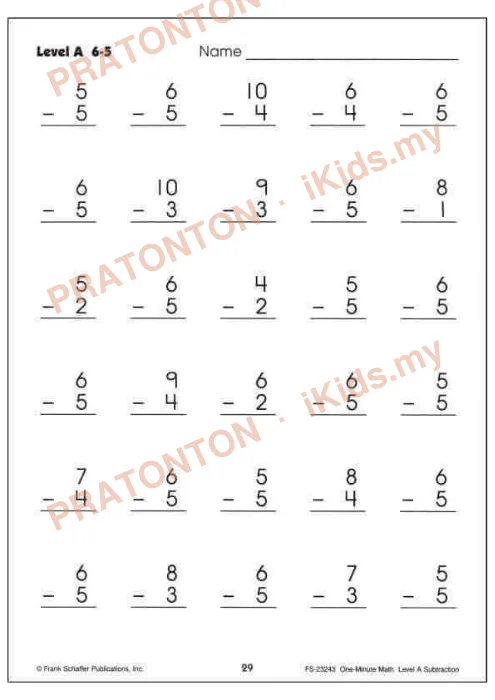 Pratonton muka 1 lembaran Latihan Matematik Tahun 1 — Matematik Tahun 1