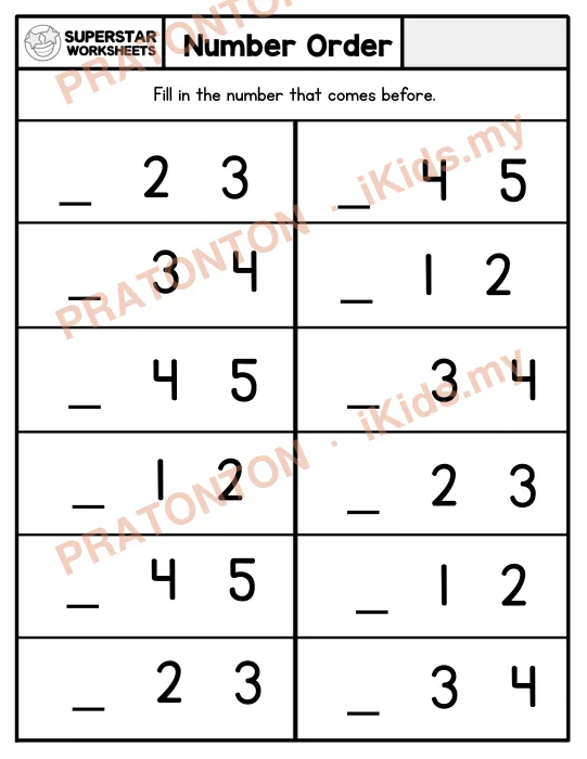 Pratonton muka 1 lembaran Latihan Matematik Tahun 1 — Matematik Tahun 1