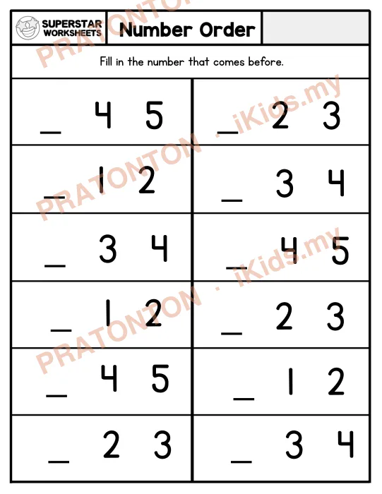 Pratonton muka 1 lembaran Latihan Matematik Tahun 1 — Matematik Tahun 1