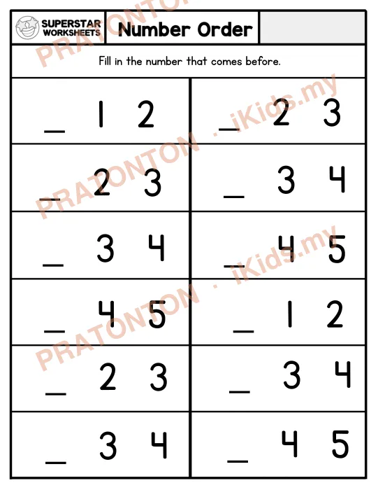 Pratonton muka 1 lembaran Latihan Matematik Tahun 1 — Matematik Tahun 1