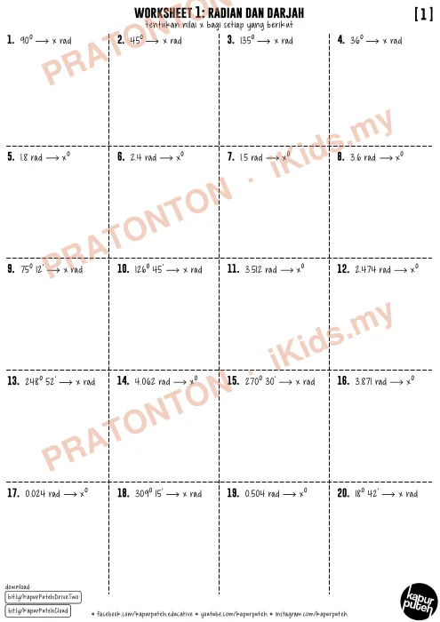 Pratonton muka 1 lembaran Latihan Matematik Tahun 1 — Matematik Tahun 1