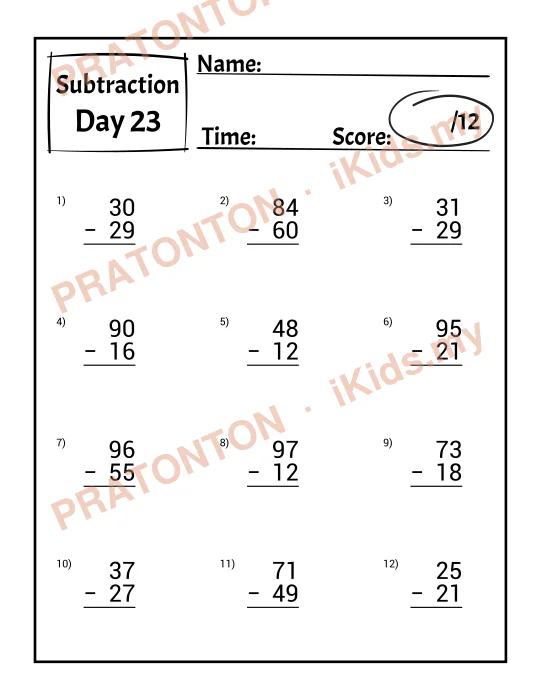 Pratonton muka 26 lembaran Latihan Matematik Tahun 1 — Matematik Tahun 1