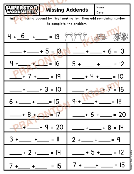 Pratonton muka 1 lembaran Latihan Matematik Tahun 1 — Matematik Tahun 1