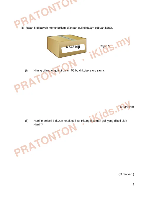Pratonton muka 8 lembaran Latihan Matematik Tahun 5 — Cerakinan Nombor — Matematik Tahun 5