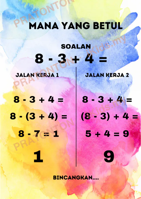 Pratonton muka 1 lembaran Latihan Matematik Tahun 5 — Mana Yang Betul (Operasi Bergabung) — Matematik Tahun 5