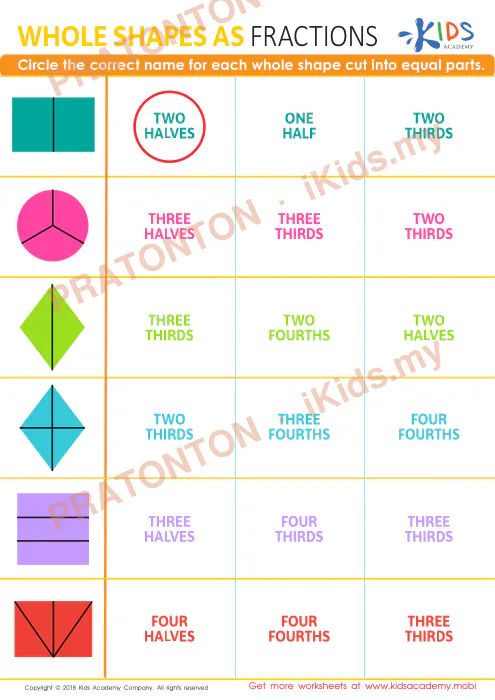 Pratonton muka 1 lembaran Latihan Pecahan 2 — Matematik Tahun 3
