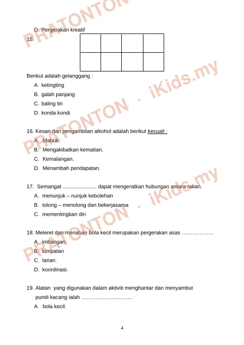 Pratonton muka 4 lembaran Latihan Pendidikan Kesihatan 8 — Pendidikan Kesihatan Tahun 3