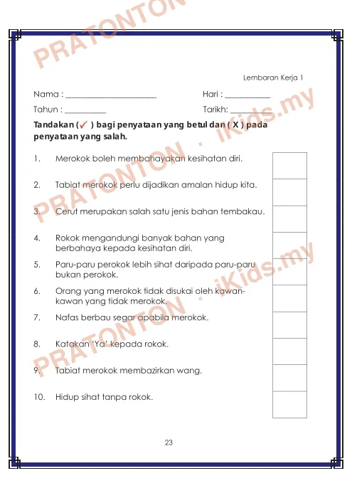 Pratonton muka 33 lembaran Latihan Pendidikan Kesihatan 5 — Pendidikan Kesihatan Tahun 3