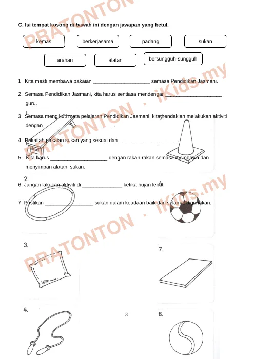 Pratonton muka 3 lembaran Latihan Pendidikan Kesihatan 3 — Pendidikan Kesihatan Tahun 3