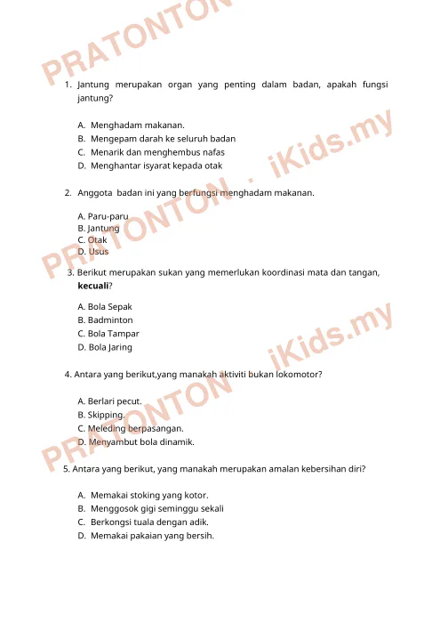 Pratonton muka 1 lembaran Latihan Pendidikan Kesihatan 14 — Pendidikan Kesihatan Tahun 3