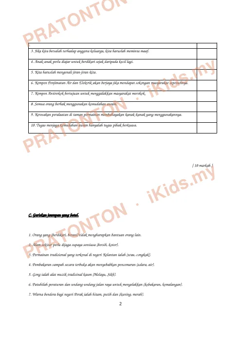 Pratonton muka 2 lembaran Latihan Pendidikan Moral 19 — Pendidikan Moral Tahun 3