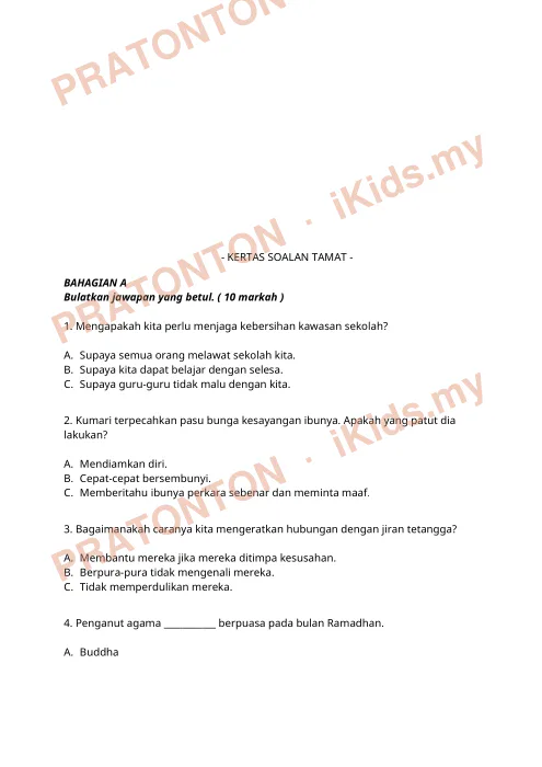 Pratonton muka 6 lembaran Latihan Pendidikan Moral 18 — Pendidikan Moral Tahun 3