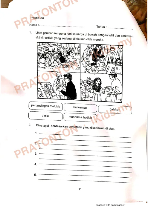 Pratonton muka 1 lembaran Latihan Penulisan Bahasa Melayu Tahun 5 — Praktis 2A — Bahasa Melayu Tahun 5