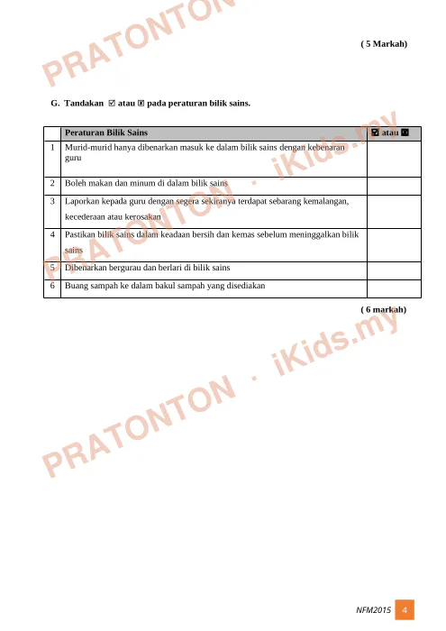 Pratonton muka 4 lembaran Latihan Sains 1 — Sains Tahun 4