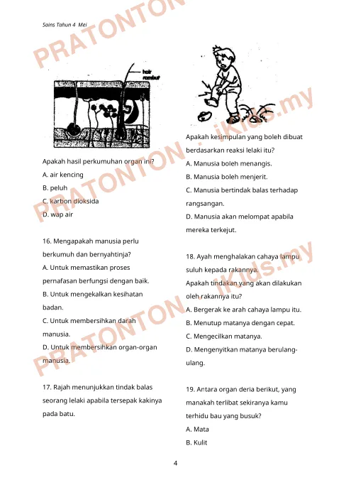 Pratonton muka 4 lembaran Latihan Sains — Sains Tahun 4