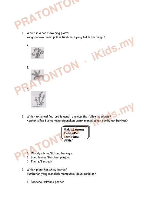 Pratonton muka 3 lembaran Latihan Sains — Sains Tahun 3