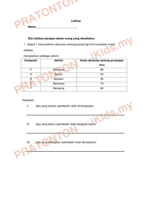 Pratonton muka 5 lembaran Latihan Sains 3 — Sains Tahun 4