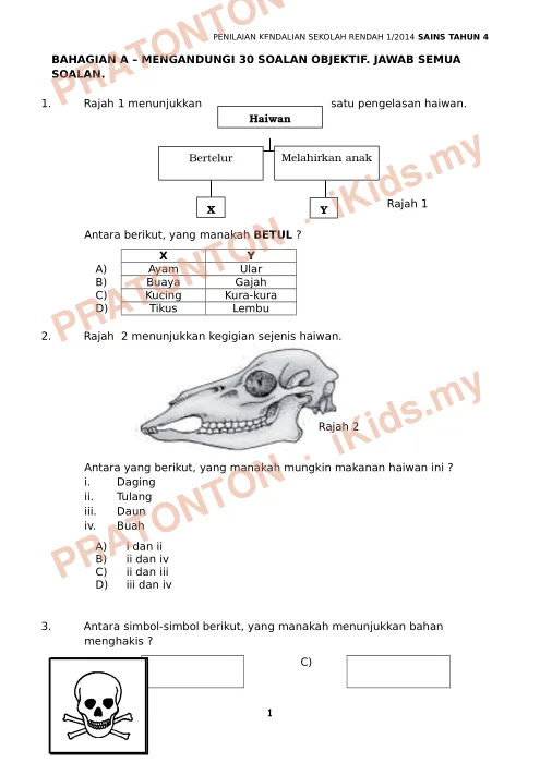 Pratonton muka 1 lembaran Latihan Sains 5 — Sains Tahun 4