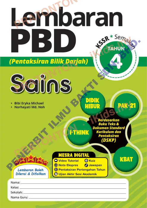 Pratonton muka 1 lembaran Latihan Sains 9 — Sains Tahun 4