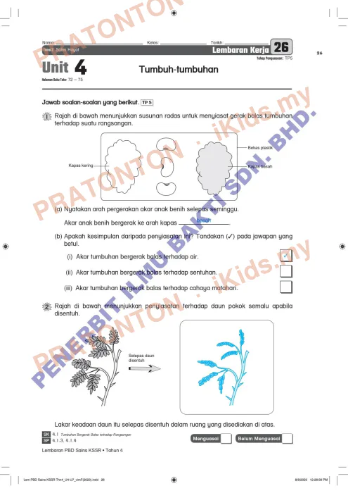 Pratonton muka 28 lembaran Latihan Sains 9 — Sains Tahun 4
