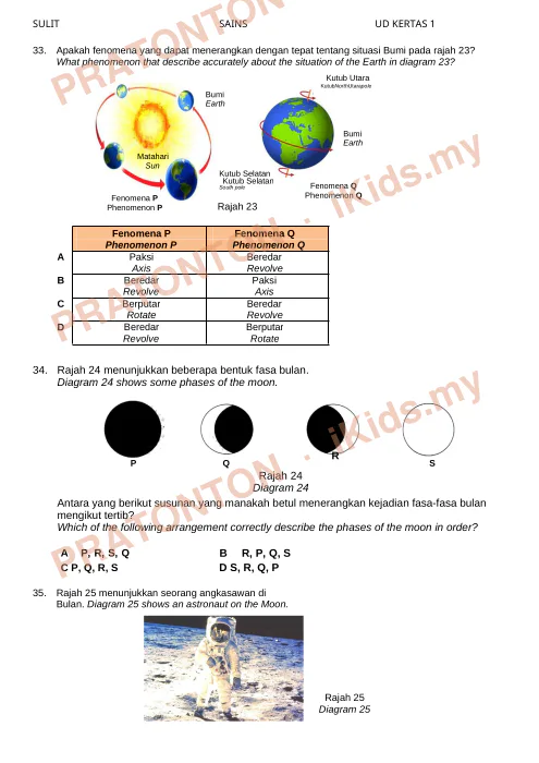 Pratonton muka 18 lembaran Latihan Sains Kertas 1 — 40 Soalan Objektif — Sains Tahun 6
