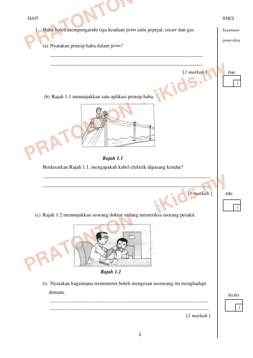 Pratonton muka 1 lembaran Latihan Sains Kertas 2 — Set Soalan Subjektif — Sains Tahun 6