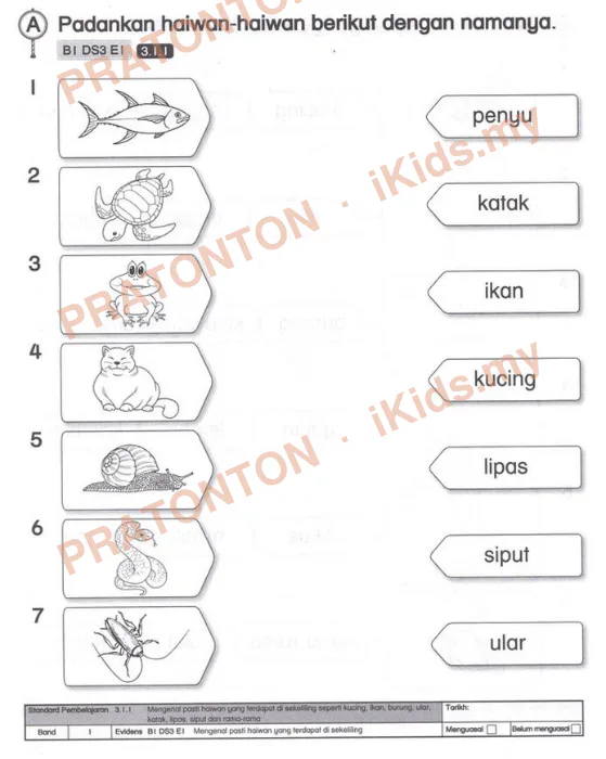 Pratonton muka 1 lembaran Latihan Sains Tahun 1 — Sains Tahun 1