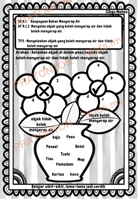 Pratonton muka 1 lembaran Latihan Sains Tahun 1 — Sains Tahun 1
