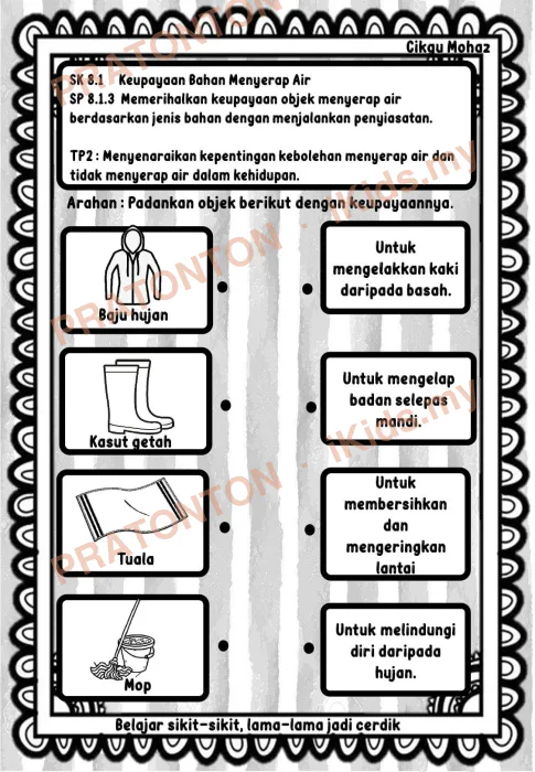 Pratonton muka 1 lembaran Latihan Sains Tahun 1 — Sains Tahun 1