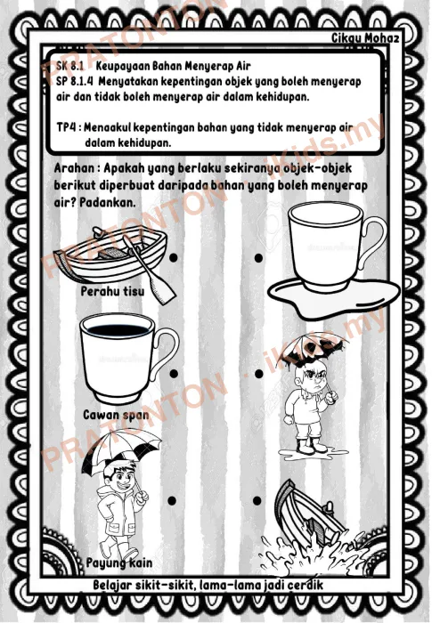 Pratonton muka 1 lembaran Latihan Sains Tahun 1 — Sains Tahun 1