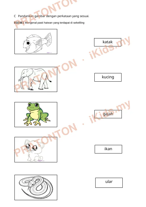 Pratonton muka 1 lembaran Latihan Sains Tahun 1 — Sains Tahun 1