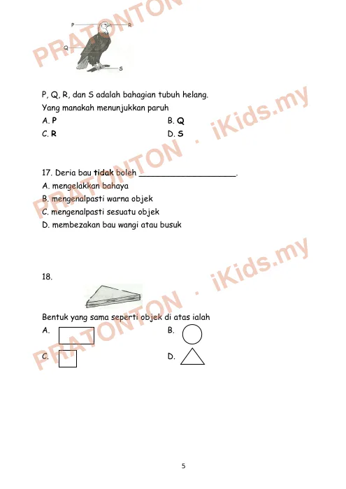 Pratonton muka 5 lembaran Latihan Sains Tahun 1 — Sains Tahun 1