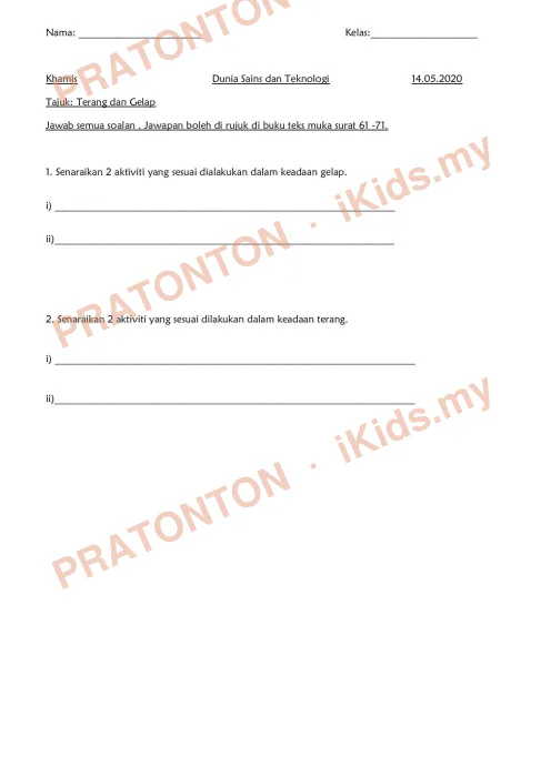 Pratonton muka 1 lembaran Latihan Sains Tahun 2 — Sains Tahun 2