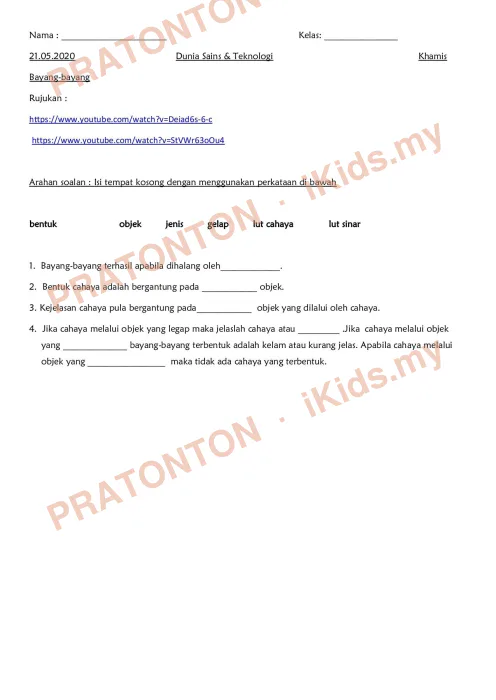 Pratonton muka 1 lembaran Latihan Sains Tahun 2 — Sains Tahun 2