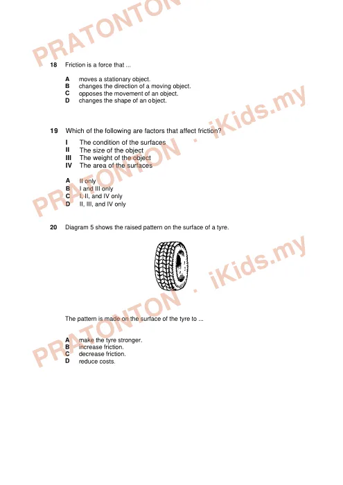 Pratonton muka 9 lembaran Latihan Sains Tahun 6 — Modul 2: Daya dan Tenaga (Bahasa Inggeris) — Sains Tahun 6