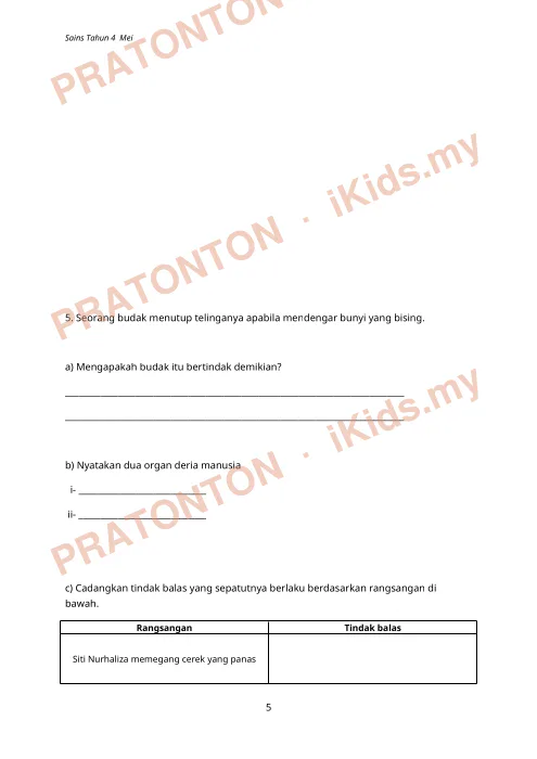 Pratonton muka 5 lembaran Latihan Sains — Sains Tahun 4