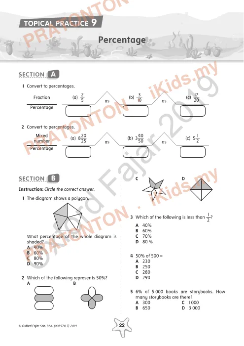 Pratonton muka 1 lembaran Latihan Topikal Matematik Tahun 5 — Peratus (Bahasa Inggeris) — Matematik Tahun 5