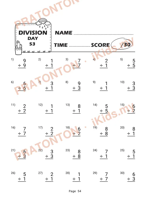 Pratonton muka 57 lembaran Latihan Tubi Bahagi — Matematik Tahun 2