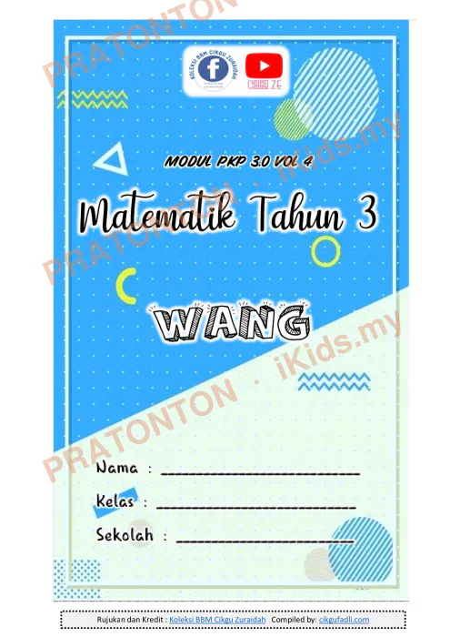 Pratonton muka 1 lembaran Latihan Wang — Matematik Tahun 3