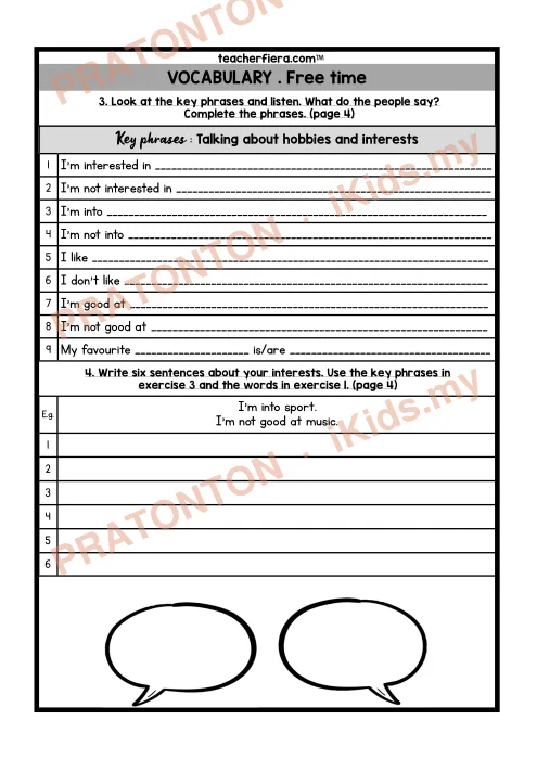 Pratonton muka 1 lembaran Lembaran Kerja Bahasa Inggeris Tahun 5 — Starter Unit (Frasa) — Bahasa Inggeris Tahun 5