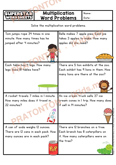 Pratonton muka 1 lembaran Lembaran Kerja Masalah Berayat Darab — Set 2 (Bahasa Inggeris) — Matematik Tahun 5
